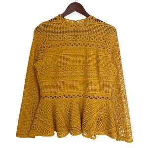 REVOLVE Endless Rose Mustard Crochet Peplum Top Size Small/medium